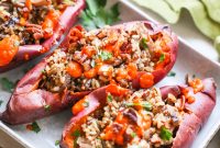 Wild Rice-Stuffed Sweet Potatoes with Herbed Veggie Filling