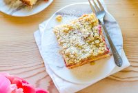 Strawberry Rhubarb Coffee Cake Recipe with Crumb Topping