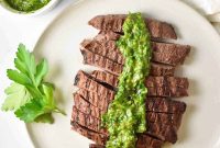 Grilled Flank Steak with zesty Chimichurri Sauce