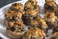 Vegan Stuffed Mushrooms with Garlic Herb Cashew Filling