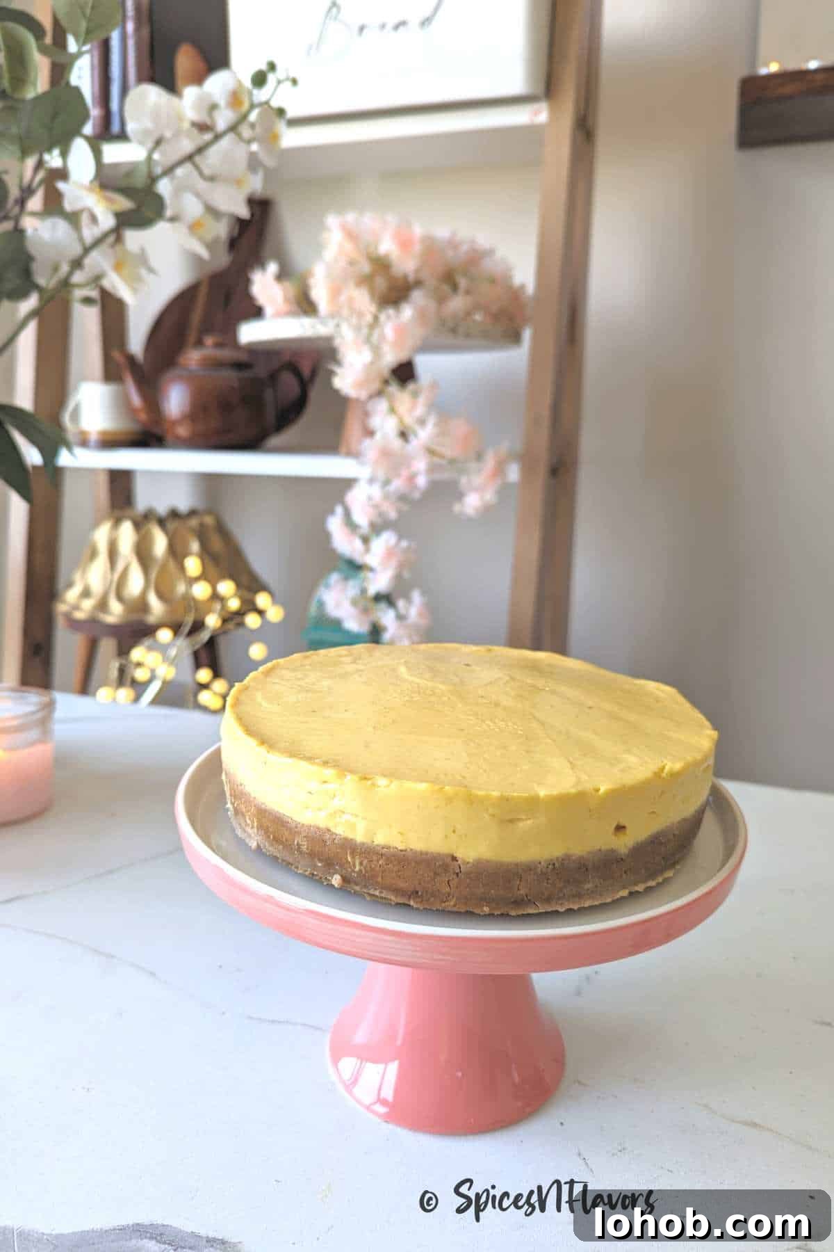 Eggless Baked Mango Cheesecake Recipe: Creamy Tropical Slice 10 transfer cheesecake to serving platter