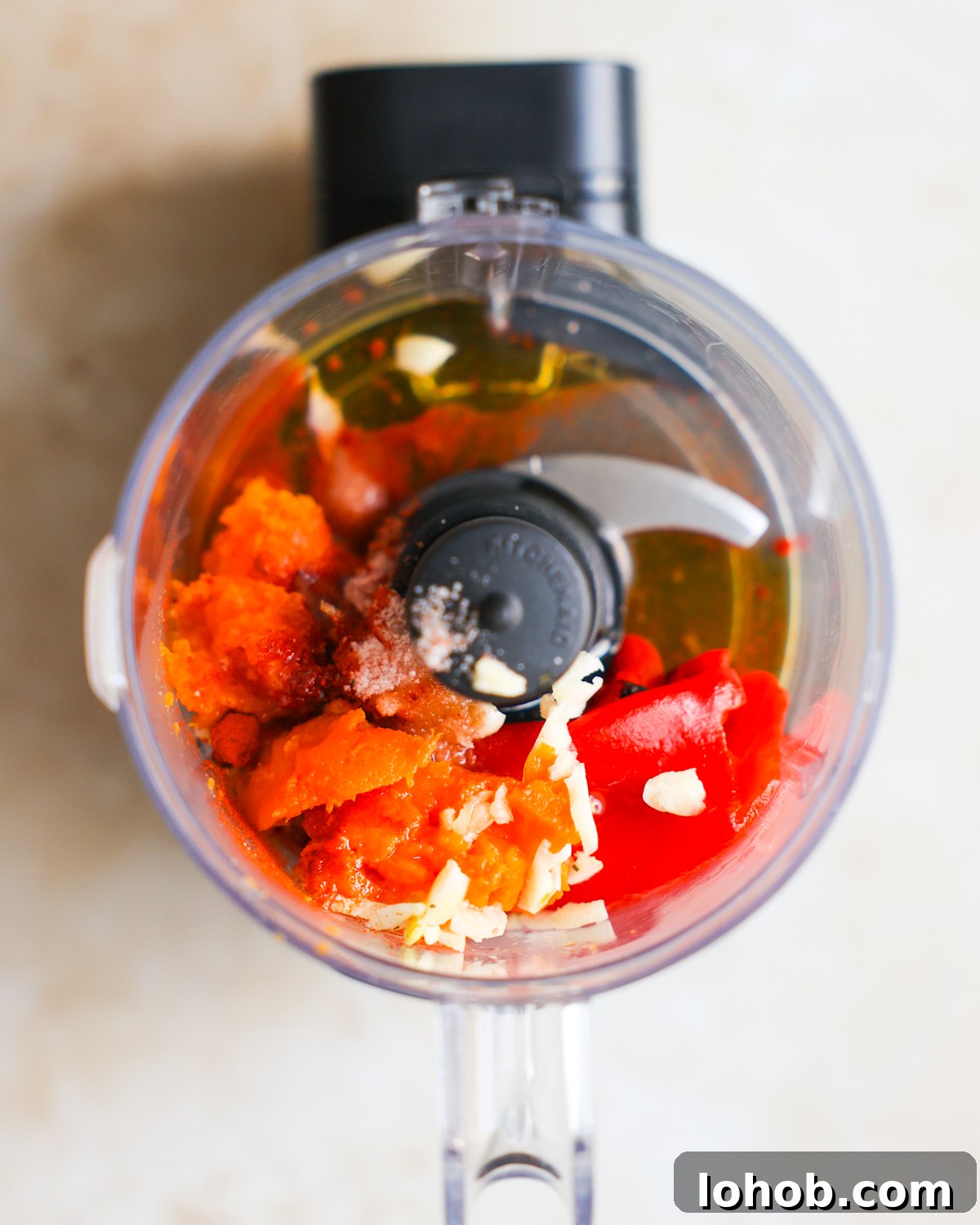 red pepper sauce overhead