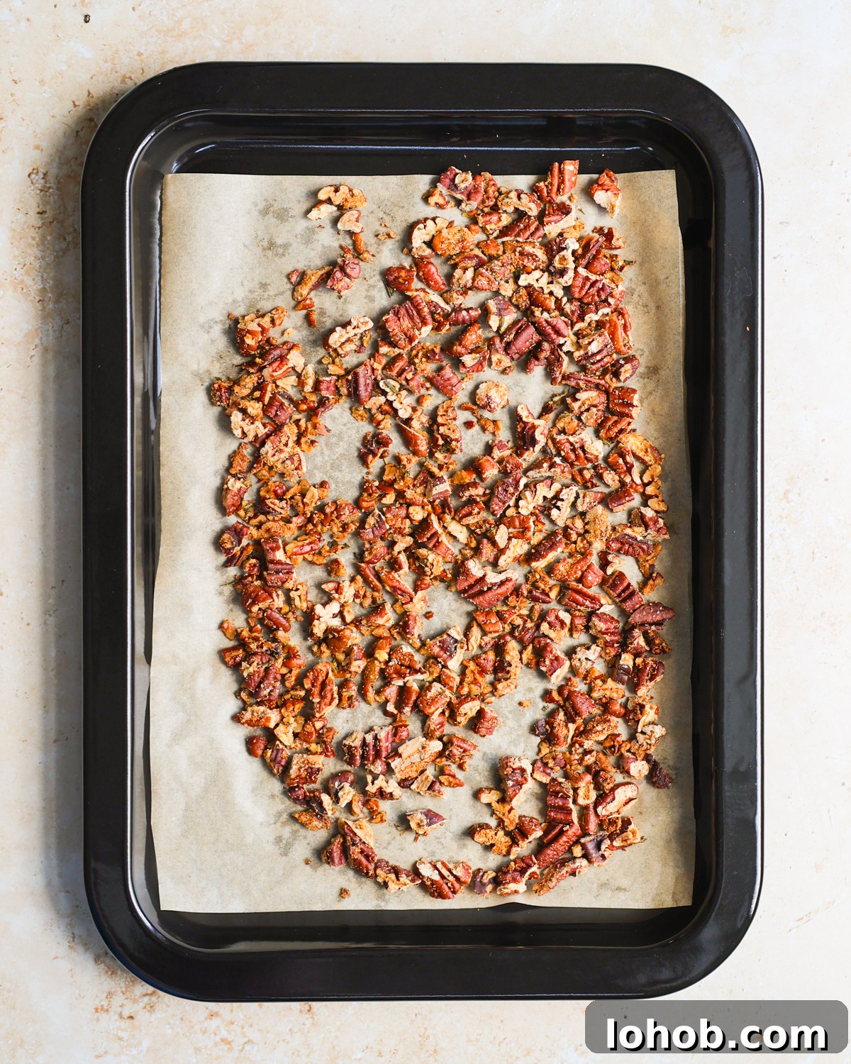 overhead toasted pecans