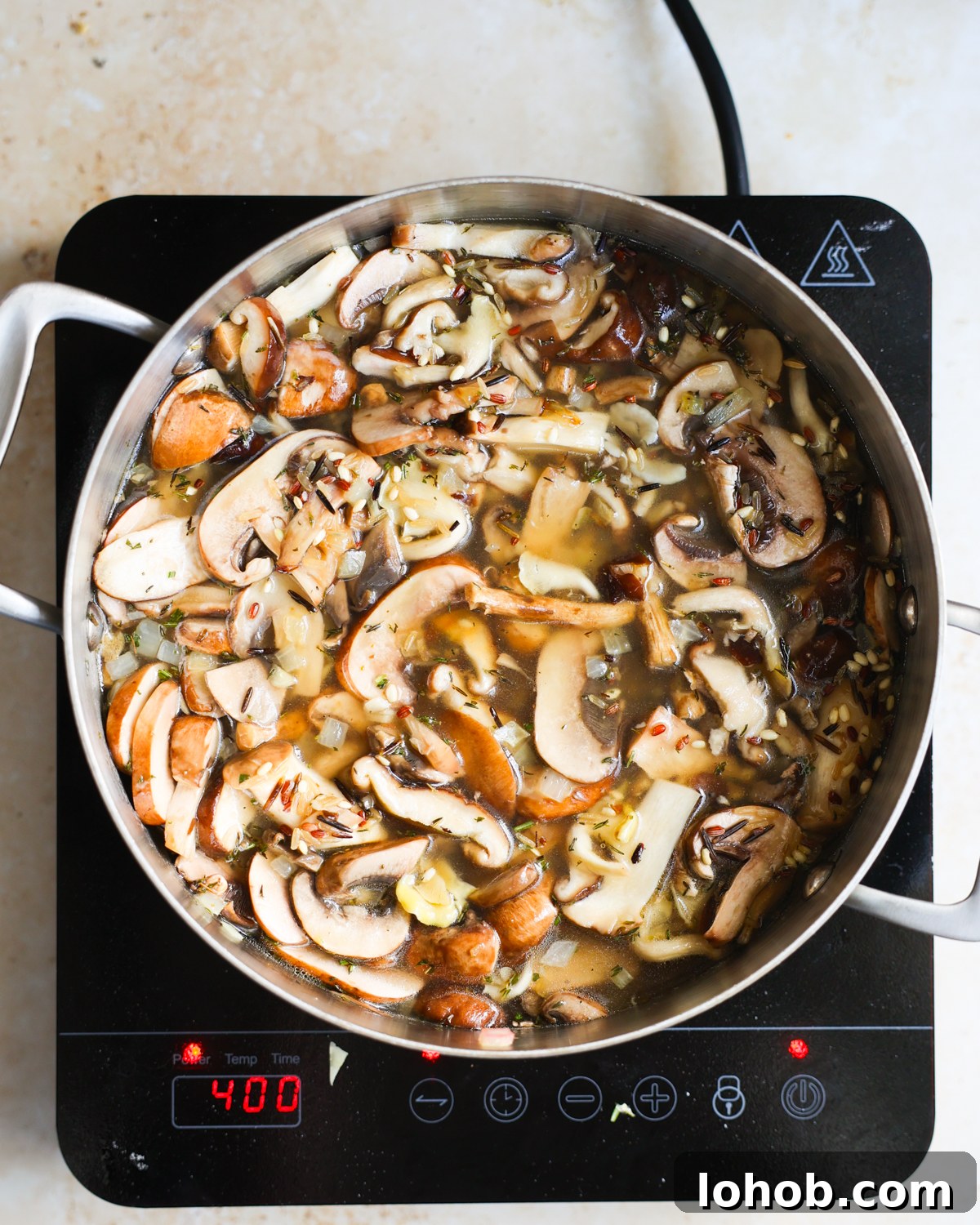 mushrooms added to pan