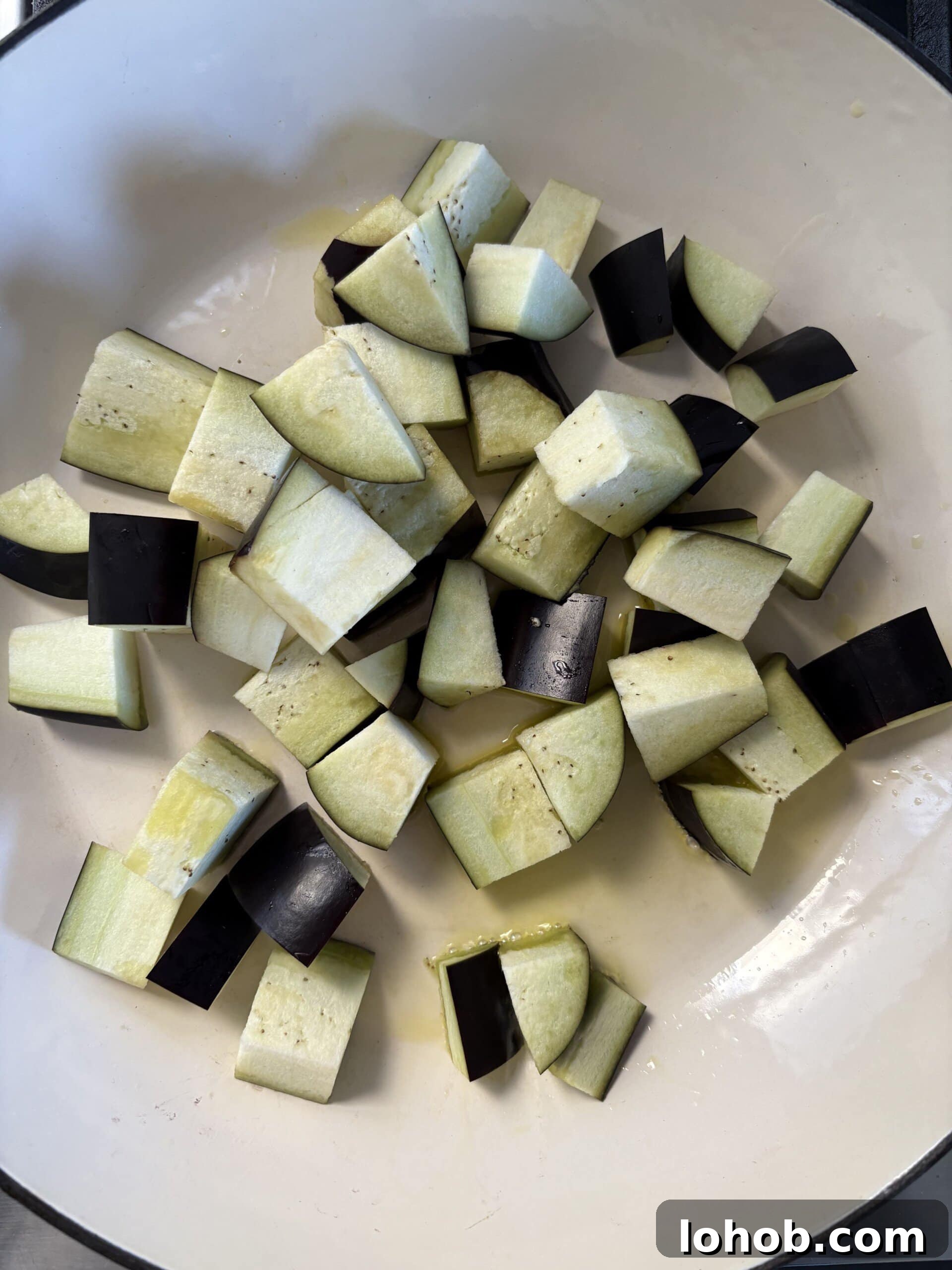 frying aubergine.