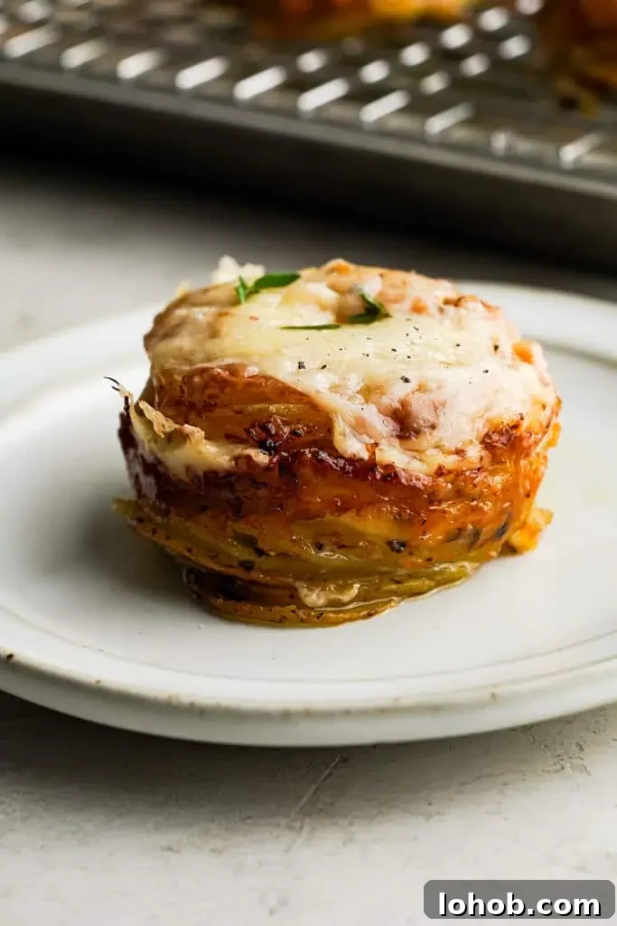 plated cheesy potato stacks