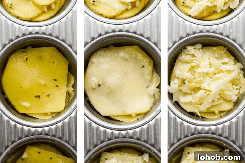 thin sliced potato stacks process before