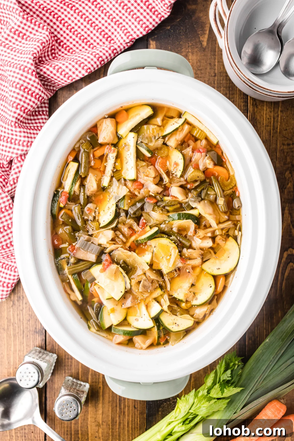 Metabolism-Boosting Vegetable Soup for Fast Weight Loss 7 Slow cooker weight loss soup after cooking.