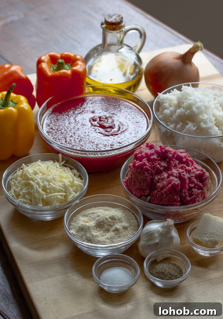 Ingredients needed to create this Italian stuffed bell peppers