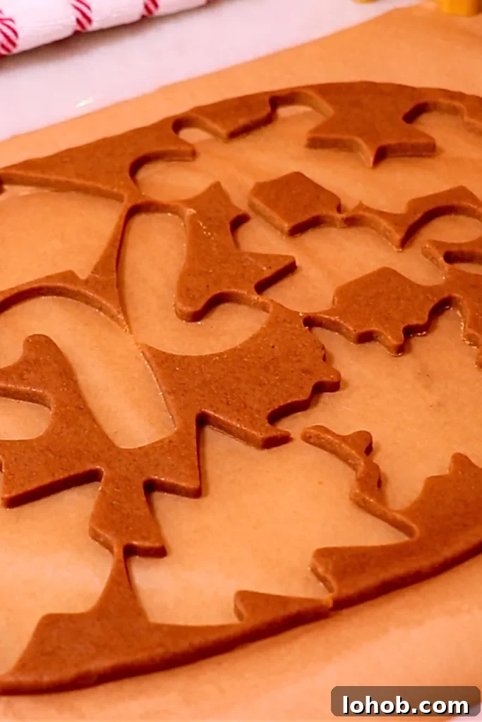 cut-out gingerbread cookie dough