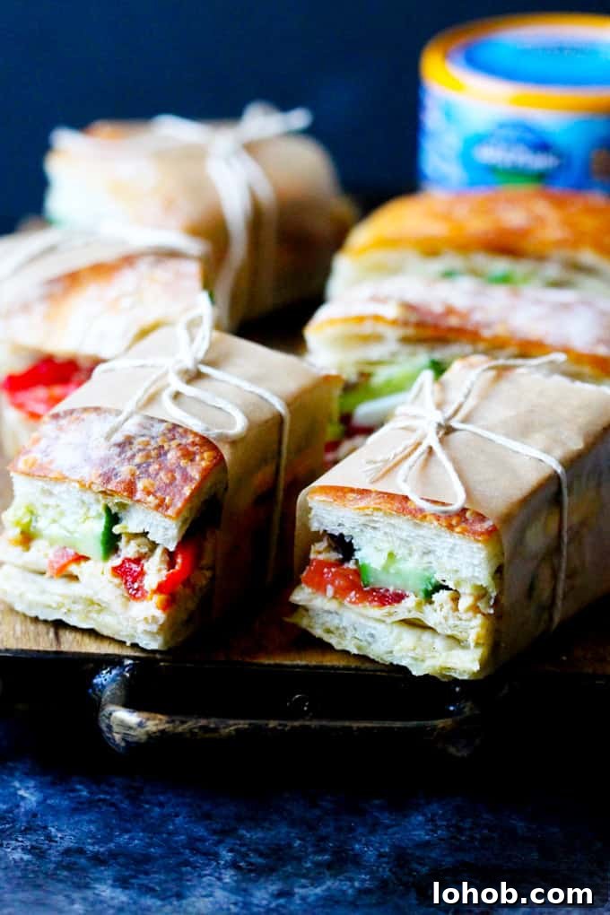 French Tuna Sandwiches on a serving board