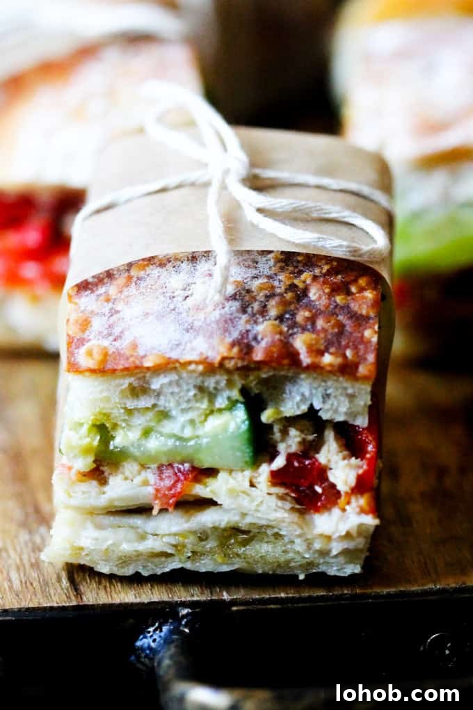 Close up shot of Pan Bagnat, French picnic sandwich