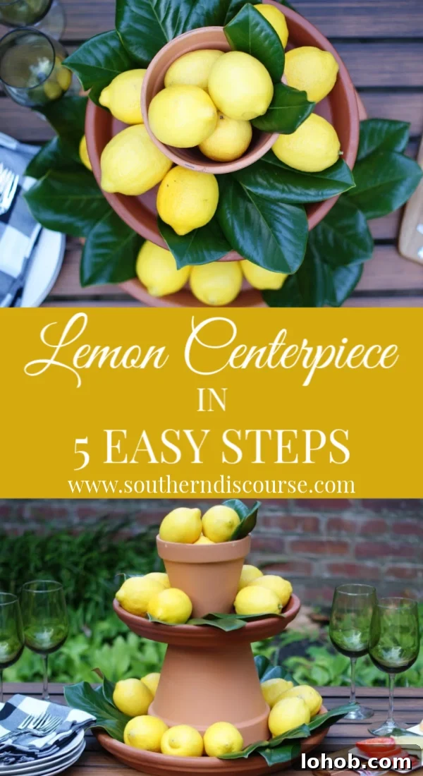 DIY Lemon Centerpiece: 5-Step Guide for Bright Table Decor 11 How to create a beautiful, rustic, Italian lemon centerpiece in just 5 simple steps! #summerparties #farmhouse #leaves #showers #rehearsaldinners #backyardparties #weddings #southerndiscourse
