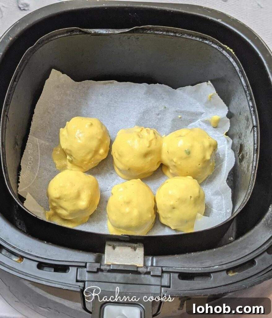 batata vadas in air fryer basket