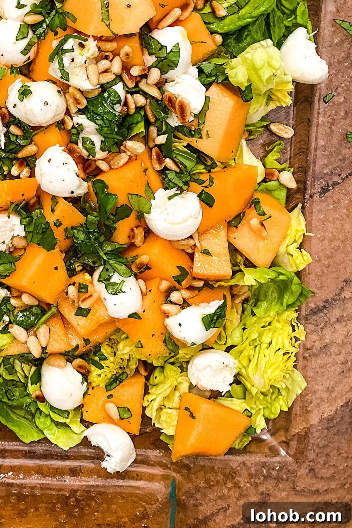 Cantaloupe and Fresh Mozzarella Salad with Toasted Pine Nuts 5 melon salad