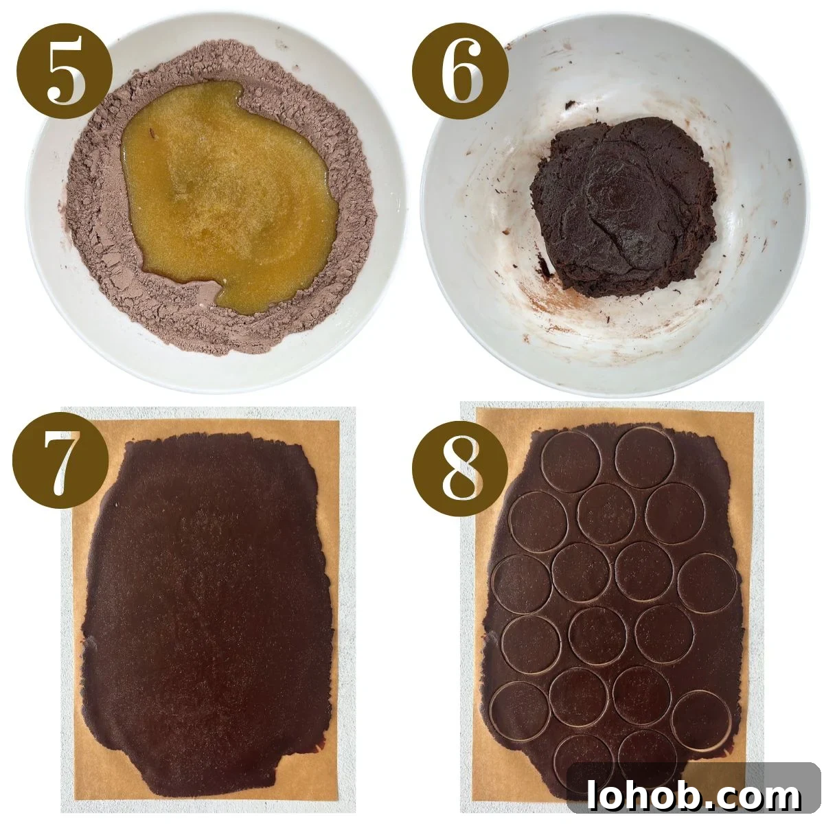 Steps to make homemade oreos.