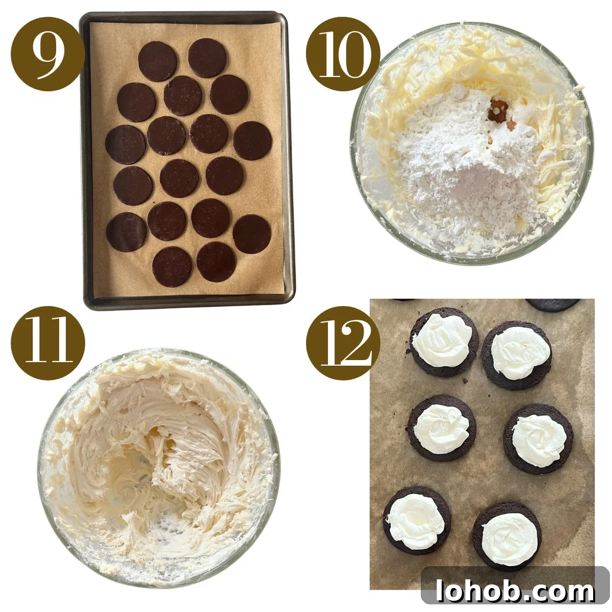Steps to make homemade oreos.