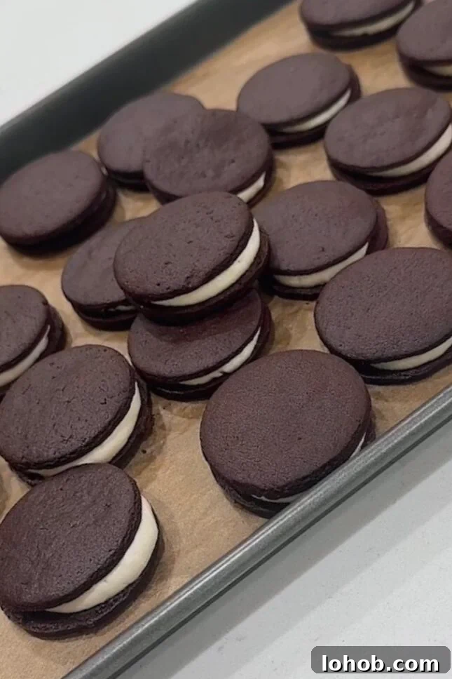 Homemade oreo cookies.
