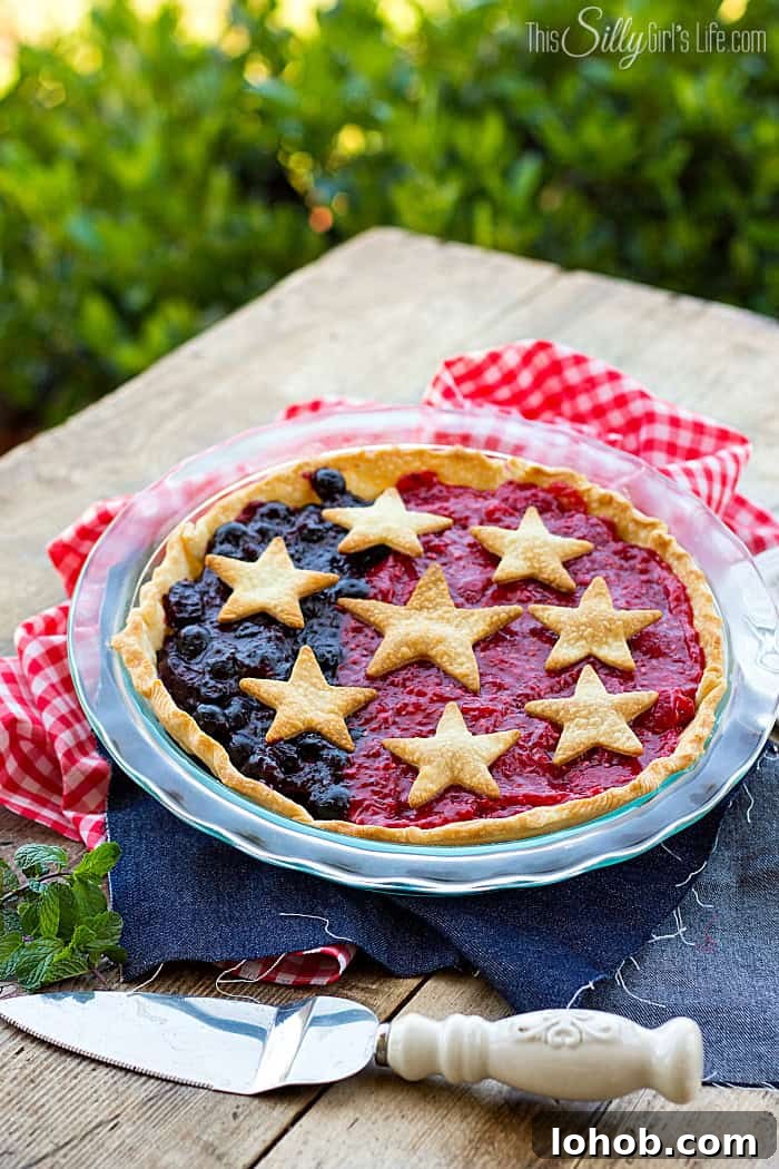 Patriotic Mixed Berry Pie slice