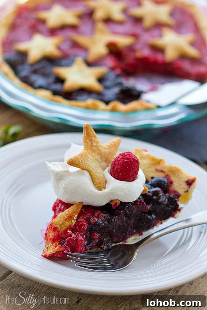 Patriotic Mixed Berry Pie close-up