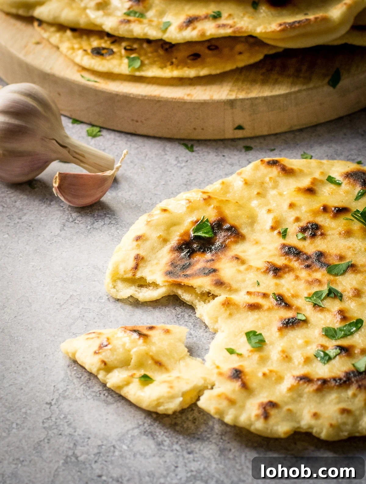 Close up of vegan flatbread with no yeast