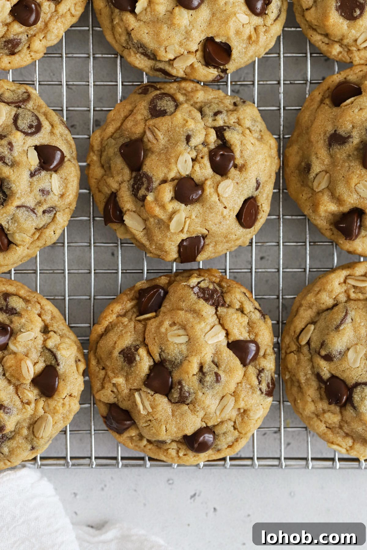 gluten-free peanut butter oatmeal cookies cooling on a wire rack