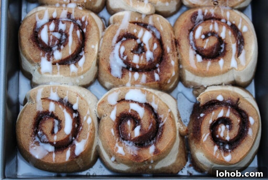 Gluten-Free Vegan Cinnamon Rolls Without Refined Sugar 7 Sticky buns from the top view