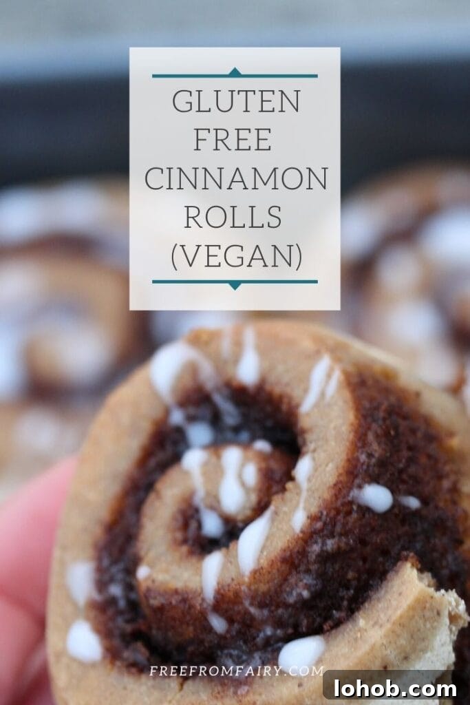 Gluten-Free Vegan Cinnamon Rolls Without Refined Sugar 8 Make these easy vegan gluten free cinnamon rolls. They are made without any refined sugar, gluten, dairy or eggs. #glutenfreecinnamonrolls #vegancinnamonrolls #veganglutenfreecinnamonrolls #glutenfreedairyfreecinnamonrolls #glutenfreecinnamonrollsrecipe #freefromfairy