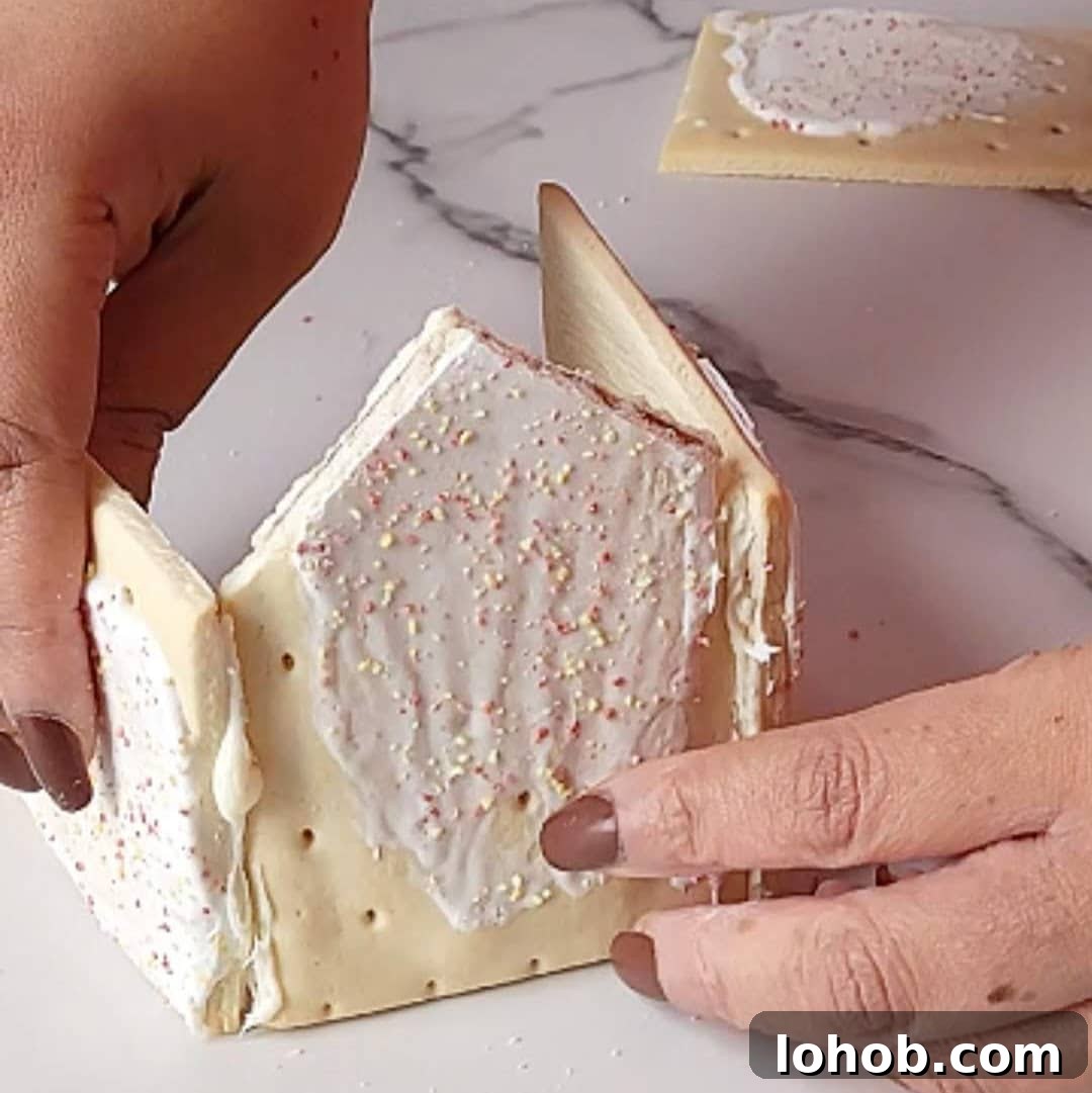 Gingerbread Pop-Tart House Tutorial: Holiday Dessert Craft Guide 8 Pop Tart Gingerbread House Step 4
