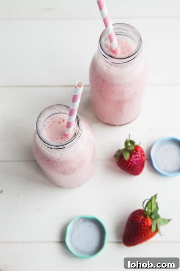 Vegan Strawberry Milkshake Recipe — Creamy Dairy-Free Smoothie 2 Healthy Vegan Strawberry Milkshake Smoothie (No Banana, Low Fat)