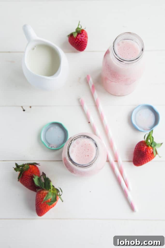 Vegan Strawberry Milkshake Recipe — Creamy Dairy-Free Smoothie 3 Healthy Vegan Strawberry Milkshake Smoothie (No Banana, Dairy-free, Low Fat)