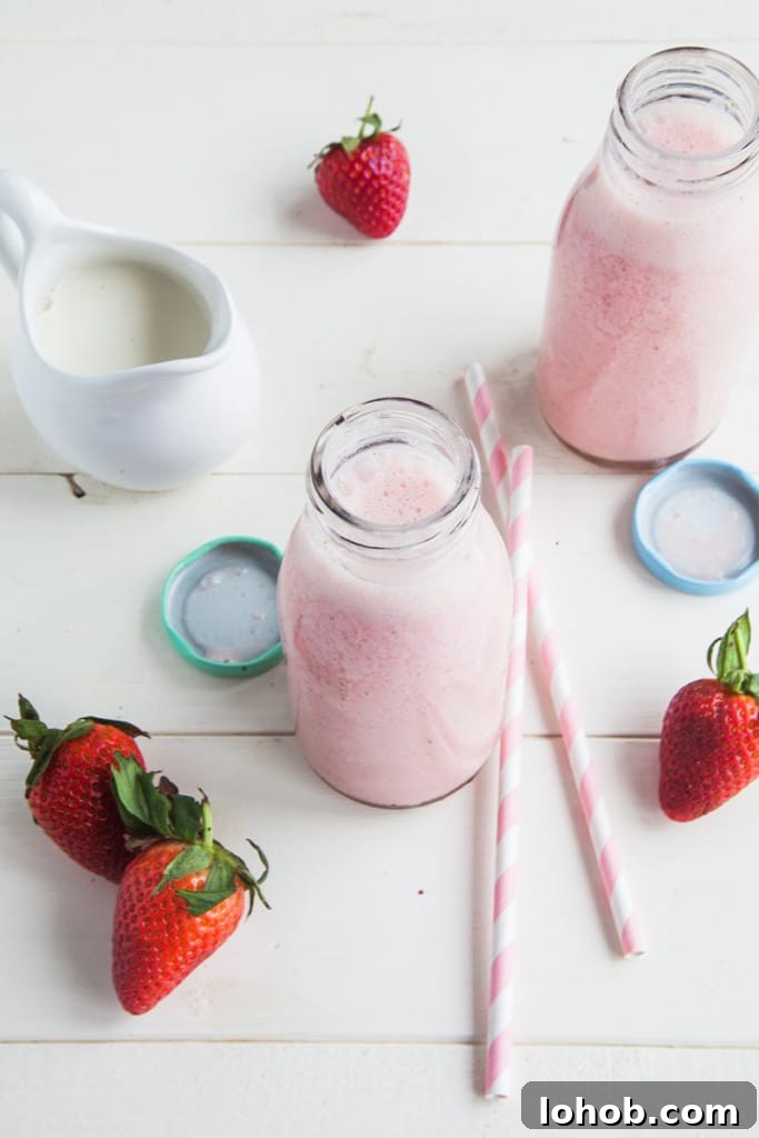 Vegan Strawberry Milkshake Recipe — Creamy Dairy-Free Smoothie 5 Healthy Vegan Strawberry Milkshake Smoothie (No Banana, Dairy-free, Low Fat)