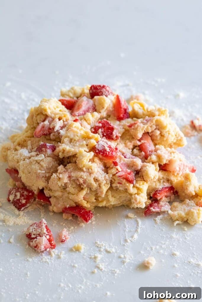 Strawberry Cream Scones with Vanilla Glaze 5 strawberry scone dough