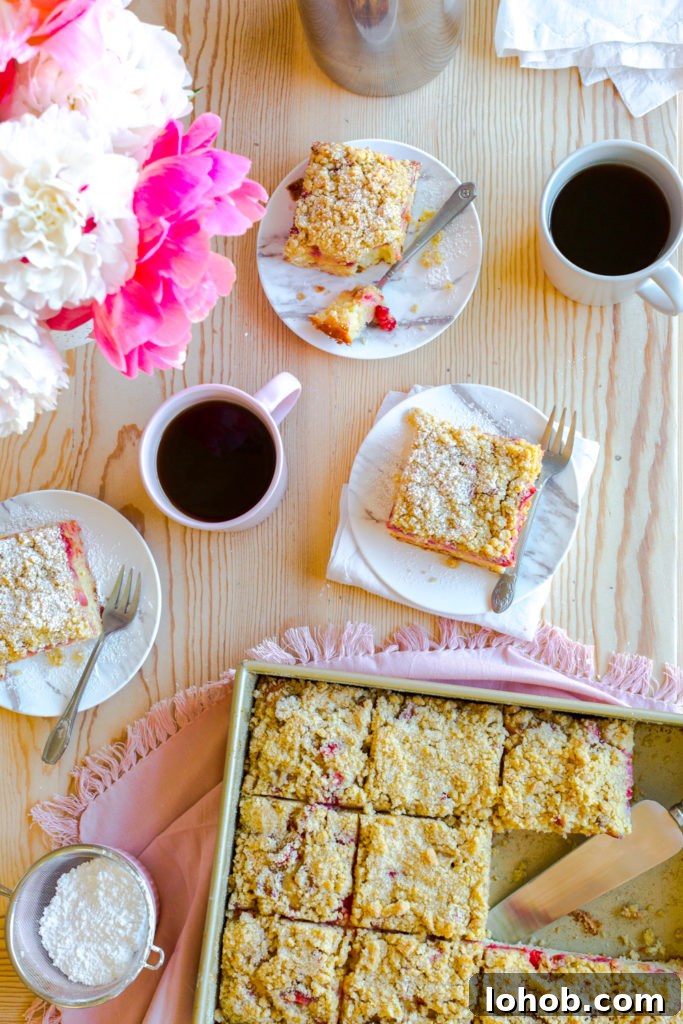 Strawberry Rhubarb Coffee Cake Recipe with Crumb Topping 20 Strawberry Rhubarb Coffee Cake for breakfast
