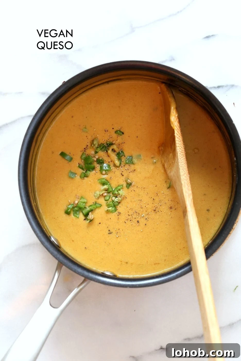 10 Minute Vegan Nacho Cheese Sauce. Easy Creamy Vegan Queso Dip. For Nachos, salads, tacos and more. Vegan Nut-free Recipe. | VeganRicha.com