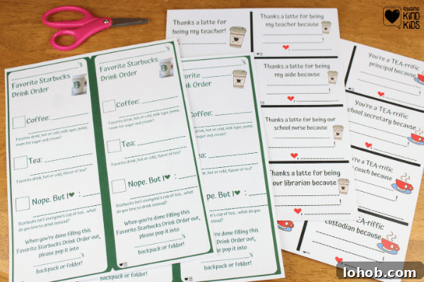 Teacher's favorite drink printables.