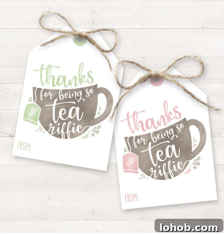 TEA-riffic gift tag example.