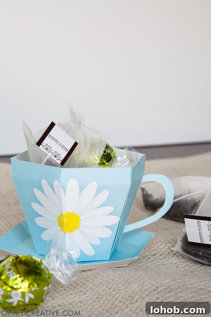 Paper tea cup gift template.