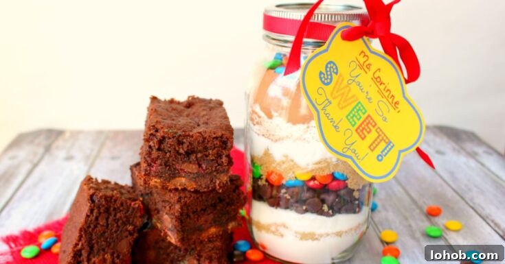 Brownie mix in a jar gift idea.
