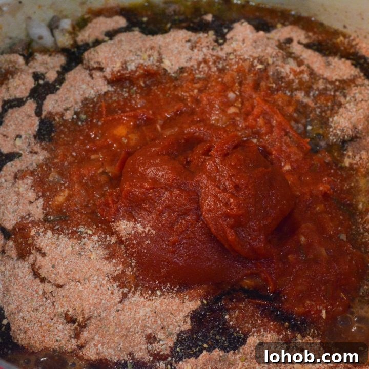 Homemade SpaghettiOs Recipe: Classic Kid-Friendly Pasta in Minutes 6 Add tomato paste, spaghetti sauce, zesty spaghetti packet. Stir to combine and then add the better than bouillon and balsamic vinegar to the Dutch Oven.