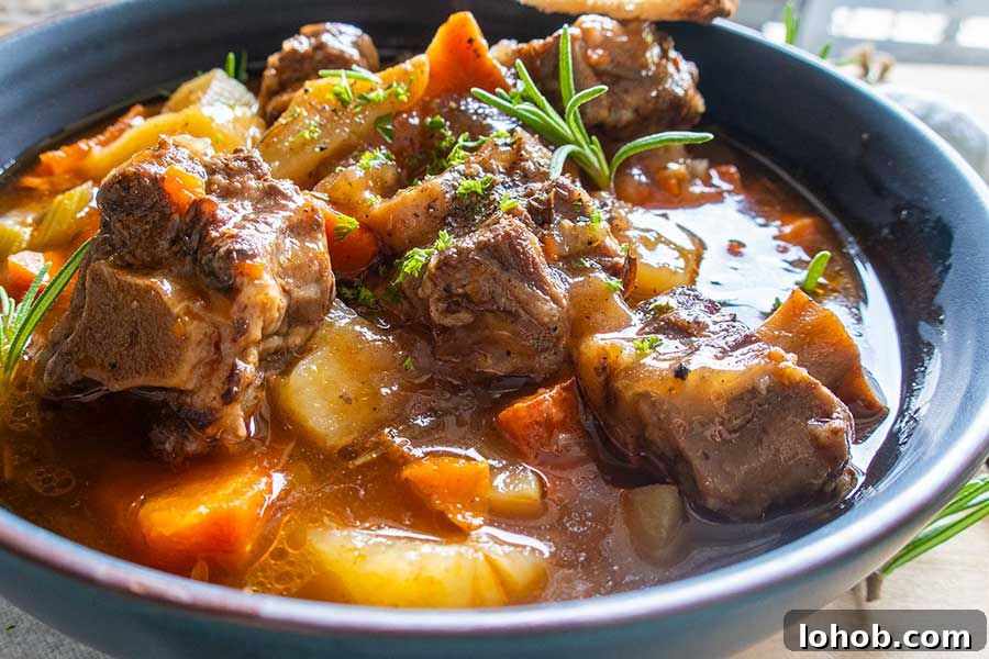 oxtail soup in a bowl made in an Instant pot