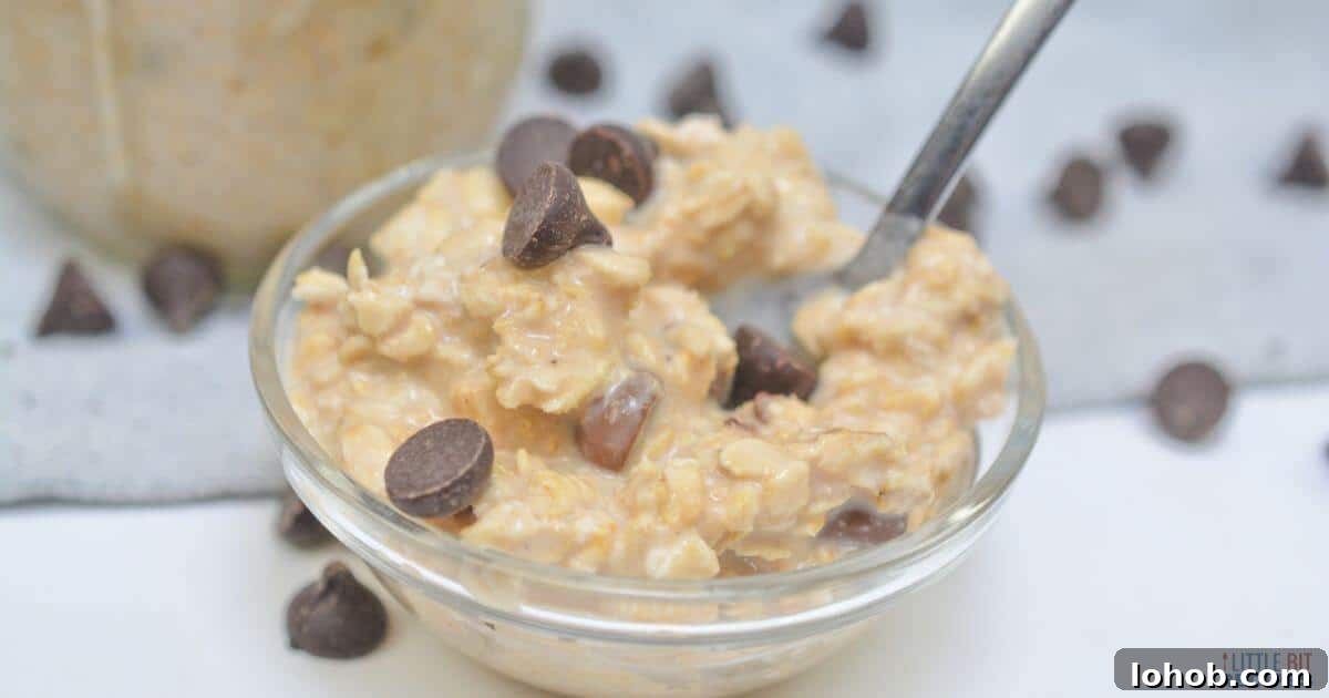 Cookie dough overnight oats in small bowl.