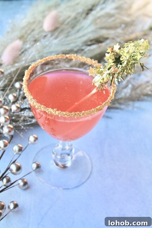 pink champagne cocktail with vodka