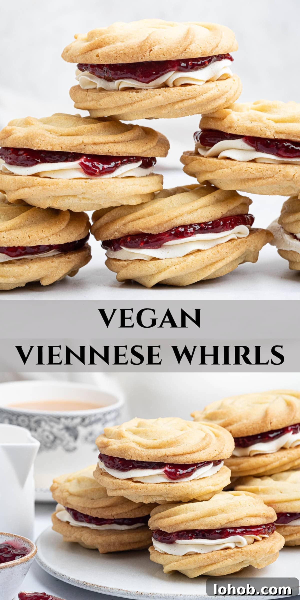 Vegan Viennese Whirls Recipe — Crisp, Buttery Cookies 15 Pinterest collage image.