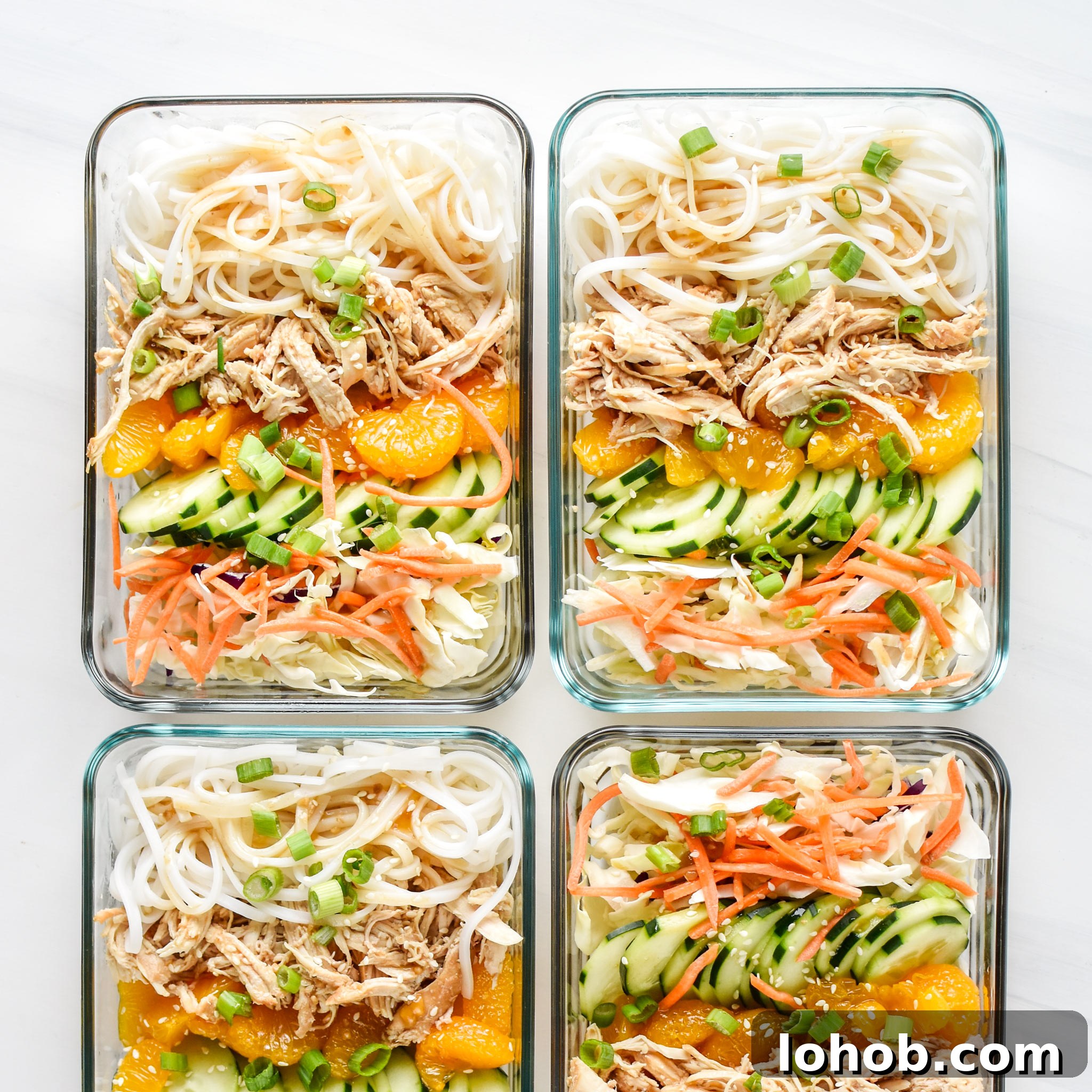 Sesame Chicken Cold Rice Noodle Salad Lunches