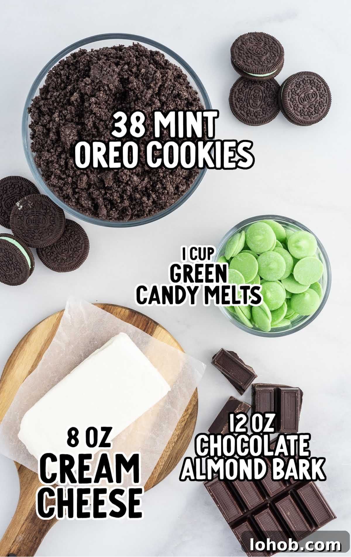 Mint Oreo Truffles raw ingredients that are labeled