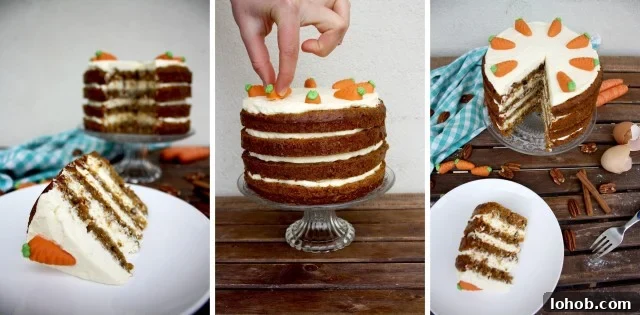 Super Moist Carrot Cake with Vanilla Cream Cheese Frosting - Finishing Steps Image Collage