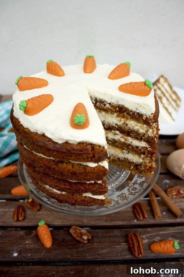 Super Moist Carrot Cake with Vanilla Cream Cheese Frosting - Missing One Delicious Piece