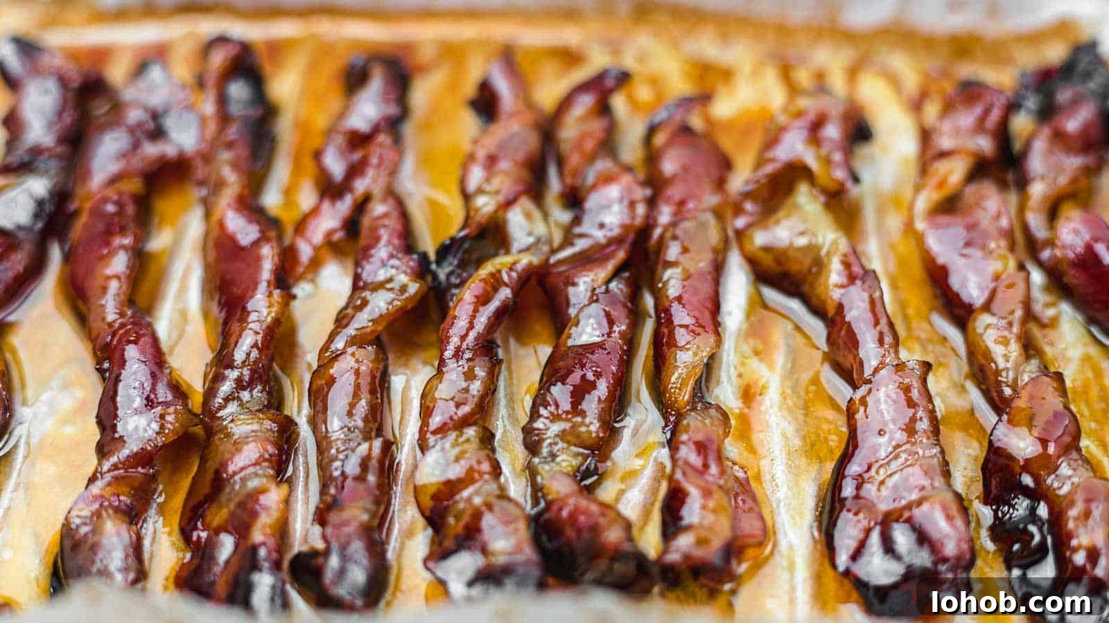 25 Morning Breakfast Ideas to Refresh Your Weekly Menu 7 Candied Bacon Twists on a parchment paper.