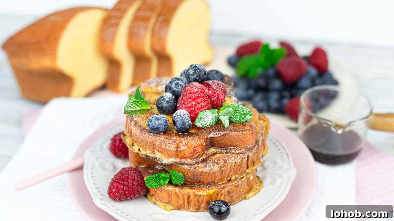25 Morning Breakfast Ideas to Refresh Your Weekly Menu 9 Keto French Toast slices layered on top of each other.
